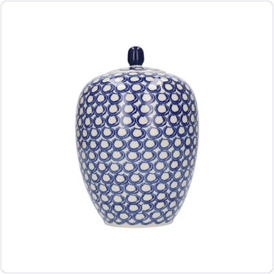 Bunzlau Gemberpot met knop (2608) - Pearls (2403)
