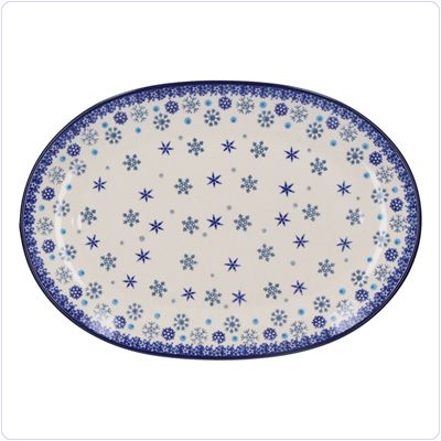 Bunzlau Wijd ovaal bord 31,5x22cm (2668) - Ice Stars (2974)