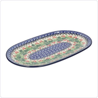 Bunzlau Ovaal bord 25,5x15cm (2673) - Holly Berry (2650)