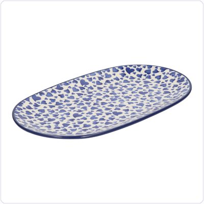 Bunzlau Ovaal bord 25,5x15cm (2673) - Dancing Hearts (3411)