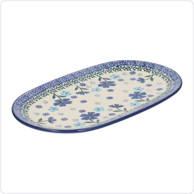 Bunzlau Ovaal bord 25,5x15cm (2673) - Blossom Blue (3507)