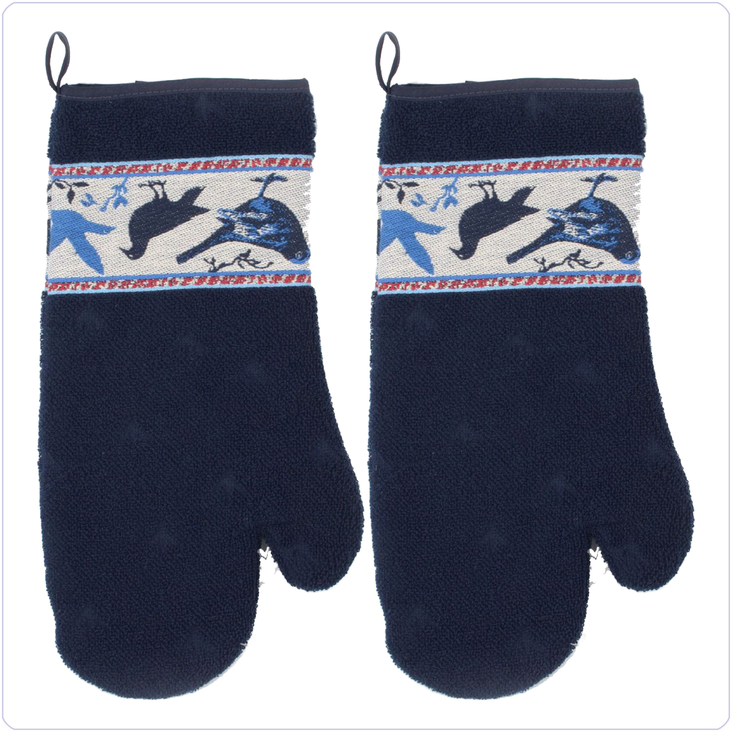 Bunzlau 2 ovenwanten Vogels<br>Donkerblauw (6333)
