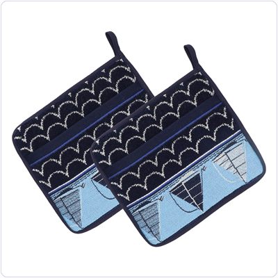 Bunzlau Setje pannenlappen Boten<br>Donkerblauw (6336)