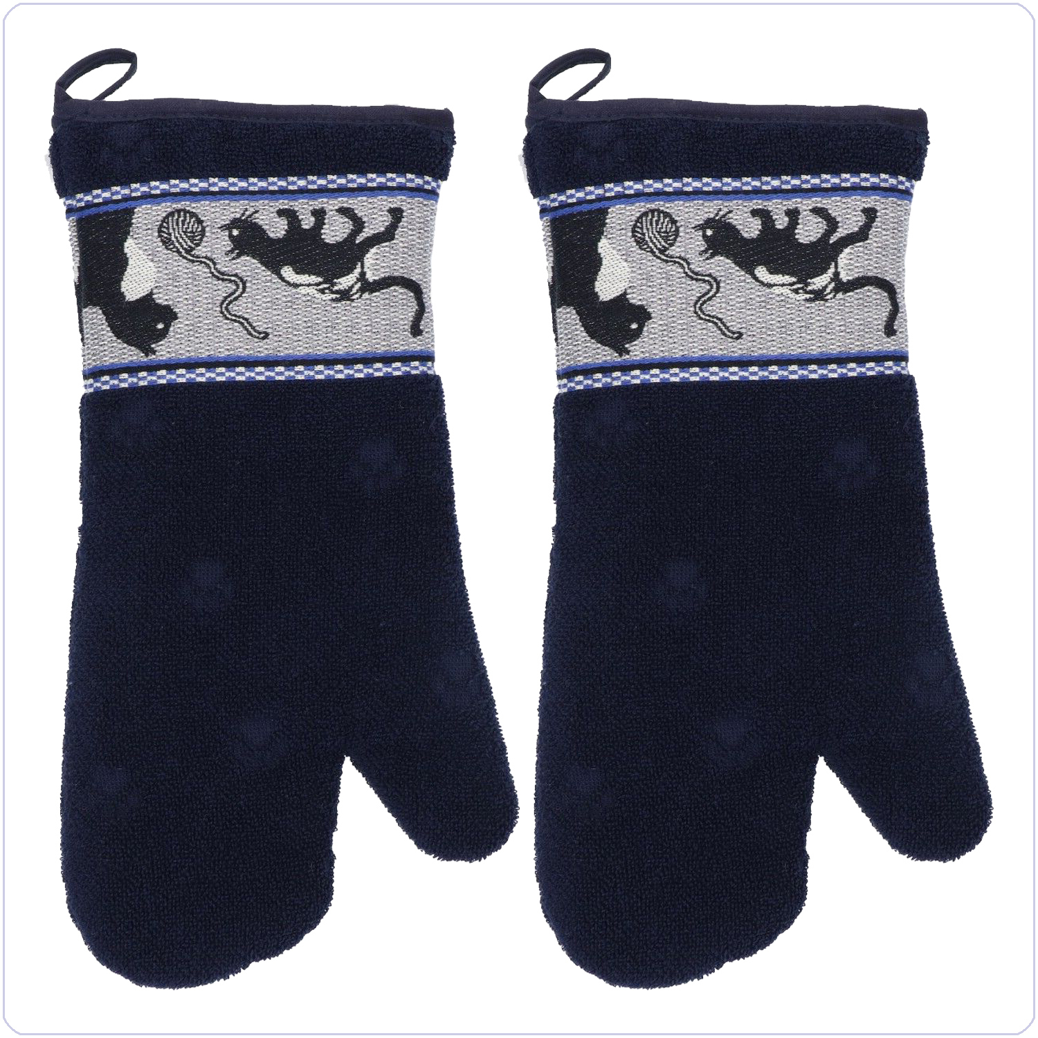 Bunzlau 2 ovenwanten Katten<br>Donkerblauw (6337)