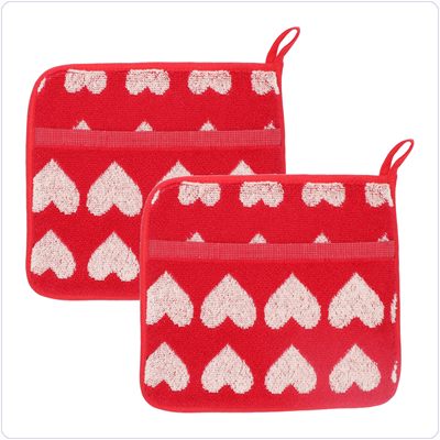Bunzlau Setje pannenlappen Hearts<br>Rood (6360)