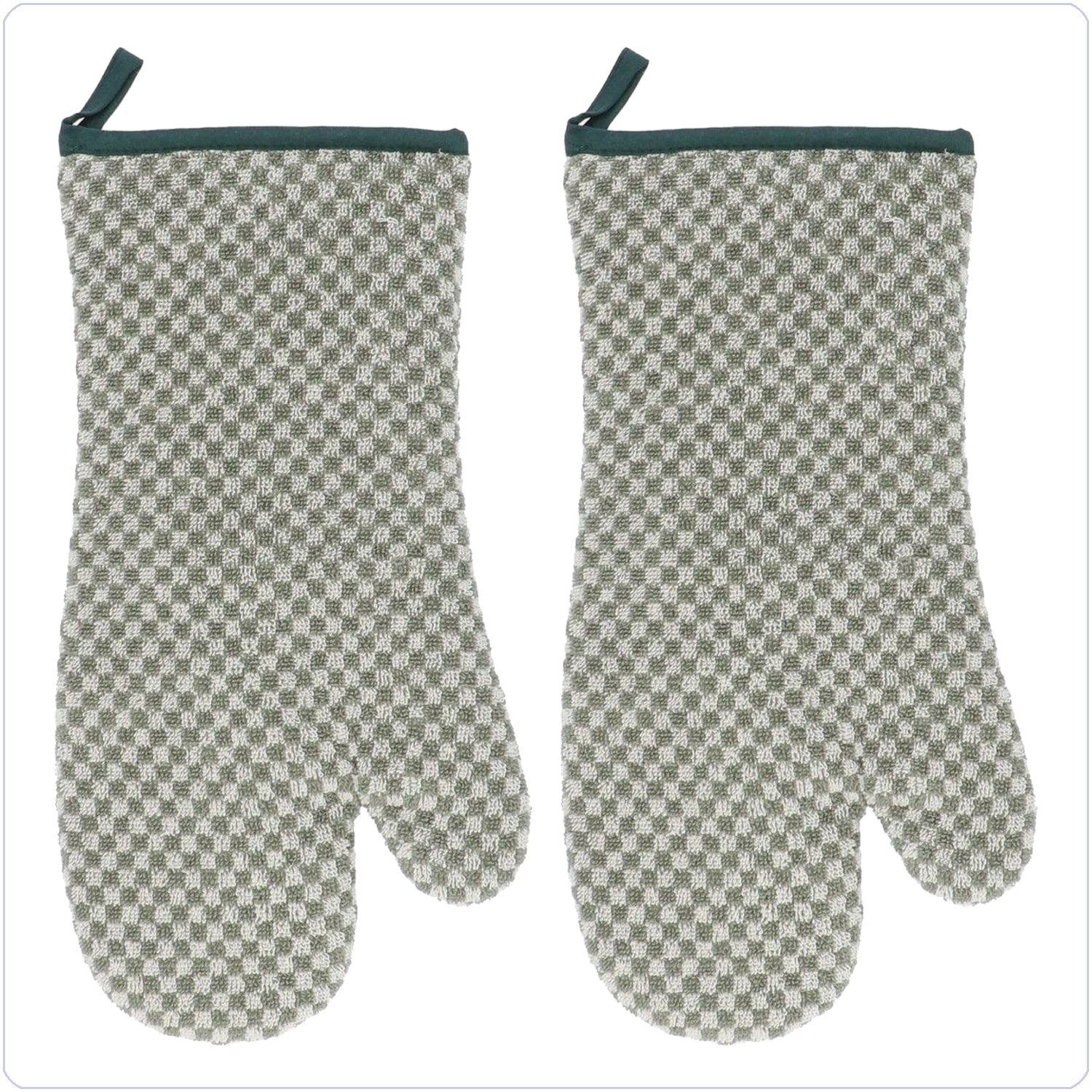 Bunzlau 2 ovenwanten Ruitjes<br>Olijfgroen (6365)