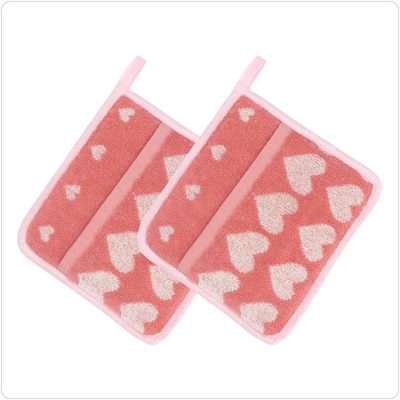 Bunzlau Setje pannenlappen Hearts<br>Roze (6407)